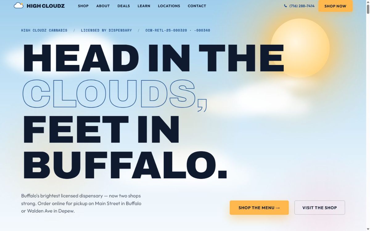 High Cloudz Cannabis website