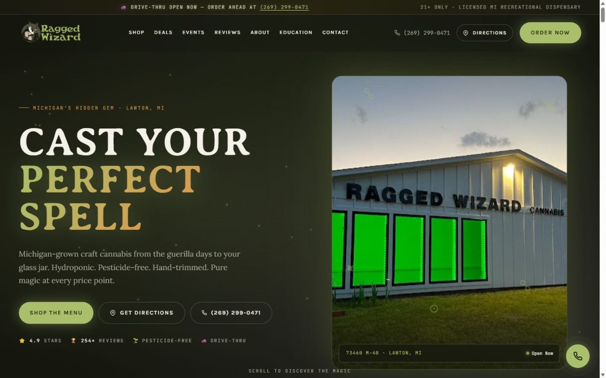Ragged Wizard dispensary website